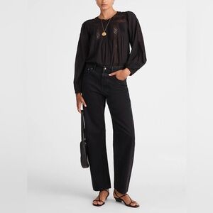 Madewell Darted Barrel-Leg Jean Washed Black Relaxed Size 27 worn once